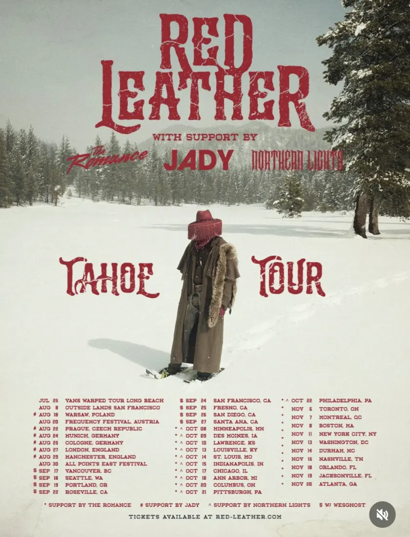 Red Leather TAHOE Tour poster, with support by The Romance, JADY and Northern Lights